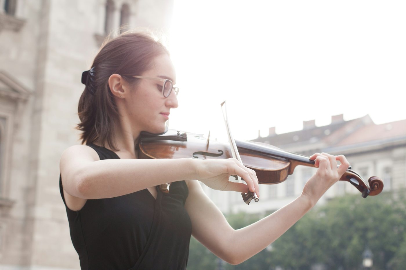 A violinist playing